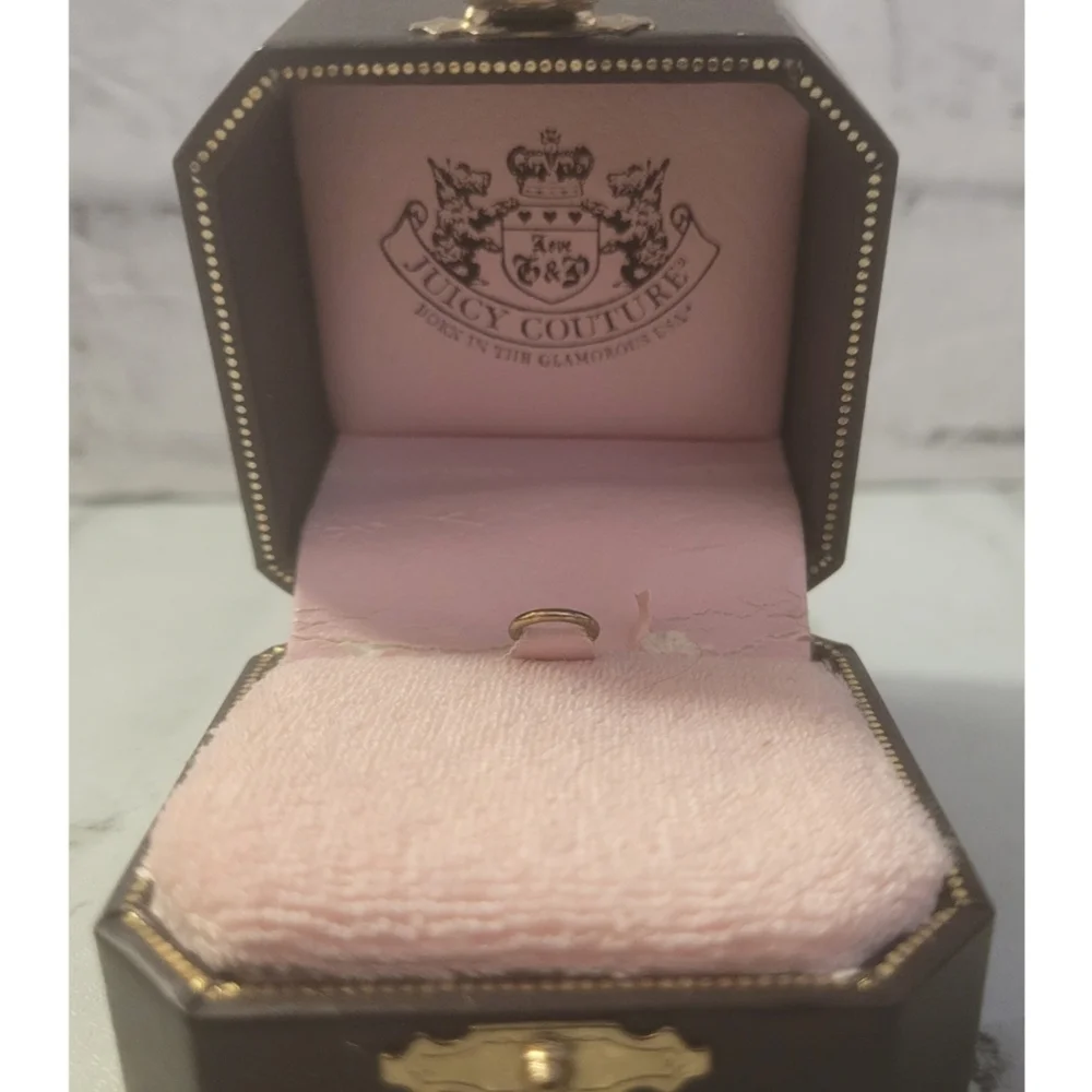 Vintage Juicy Couture Charm Box Case EMPTY Storage Attached Lid Pink Lining